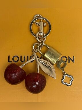 AUTHENTIC LOUIS VUITTON BRASS LOCK AND KEY #322, CHERRY BAG CHARM, 4.5 INCHEs